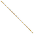 14k Two-tone Polished Oval Cable Link Bracelet