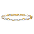 14k Two-tone Polished Oval Cable Link Bracelet