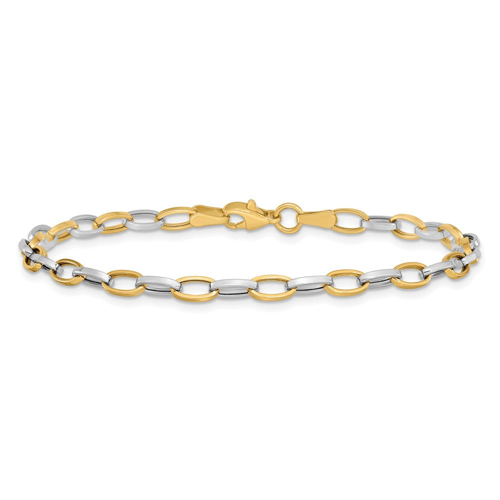 14k Two-tone Polished Oval Cable Link Bracelet