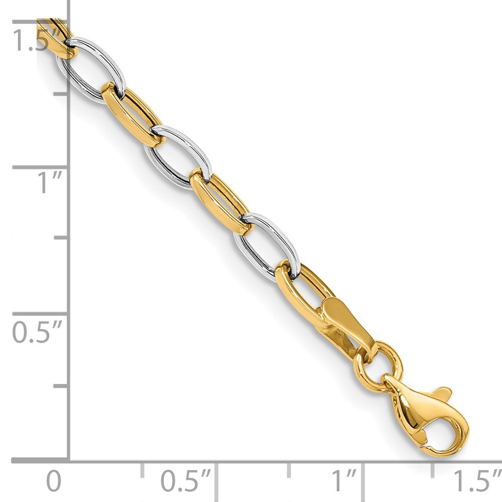 14k Two-tone Polished Oval Cable Link Bracelet