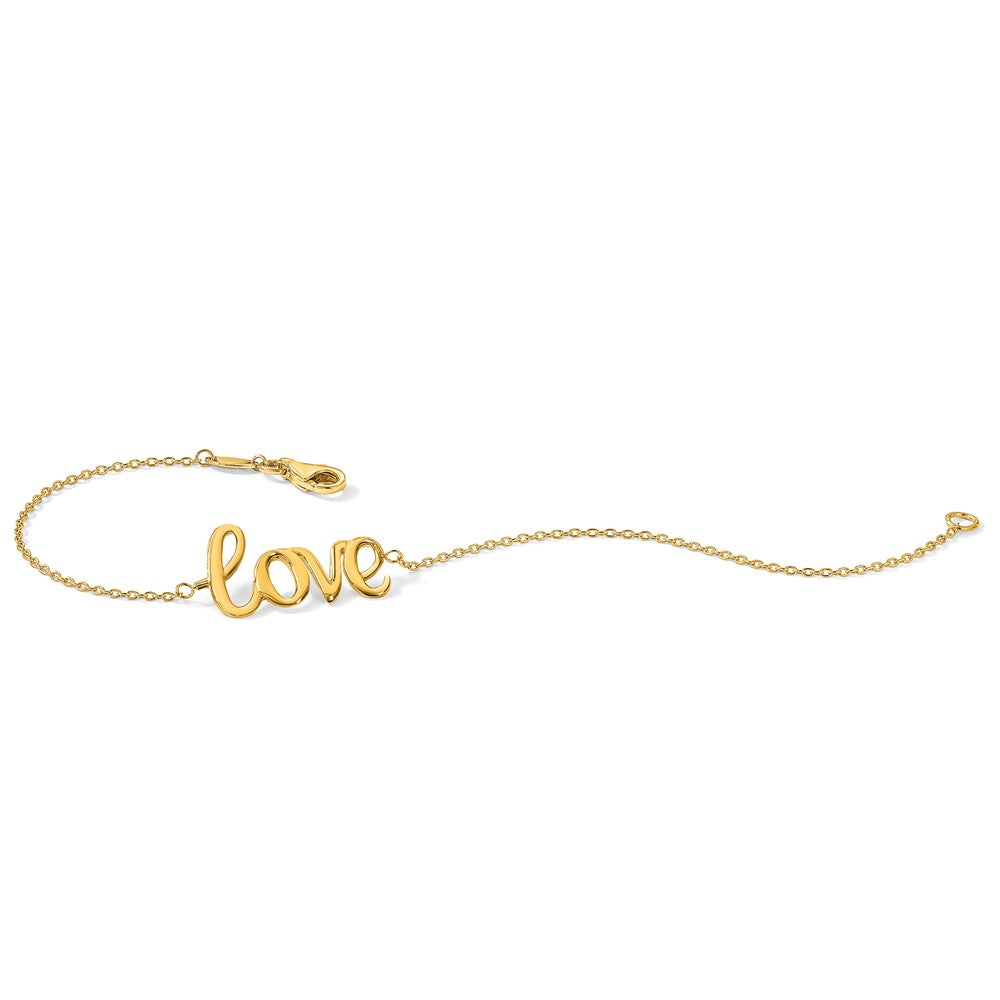 14K Polished LOVE Script 7 inch Bracelet