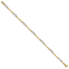 14K Two-tone Infinity Symbol and Twisted Fancy Bar Link 7.5 inch Bracelet