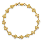14K Polished and Textured Turtle 7 inch Bracelet