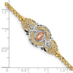 14k Two-tone with White Rhodium Our Lady of Guadalupe and Bismark Chain 7 inch Bracelet