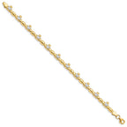 14K with White Rhodium Diamond-cut Claddagh Polished Link 7.25 inch Bracelet