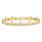 14K with White Rhodium Diamond-cut Claddagh Polished Link 7.25 inch Bracelet