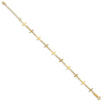 14k Polished and Diamond-cut Crosses 7 inch Bracelet Plus 1 inch Extender