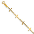 14k Polished and Diamond-cut Crosses 7 inch Bracelet Plus 1 inch Extender