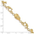 14k Polished and Textured Noahs Ark 7 inch Bracelet