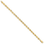 14k Polished 4.75mm Diamond-cut Leaf 7 inch Bracelet