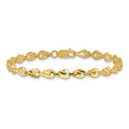 14k Polished 4.75mm Diamond-cut Leaf 7 inch Bracelet