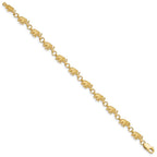 14k Polished and Textured Elephant 7 inch Bracelet