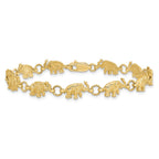 14k Polished and Textured Elephant 7 inch Bracelet