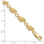 14k Polished and Textured Elephant 7 inch Bracelet
