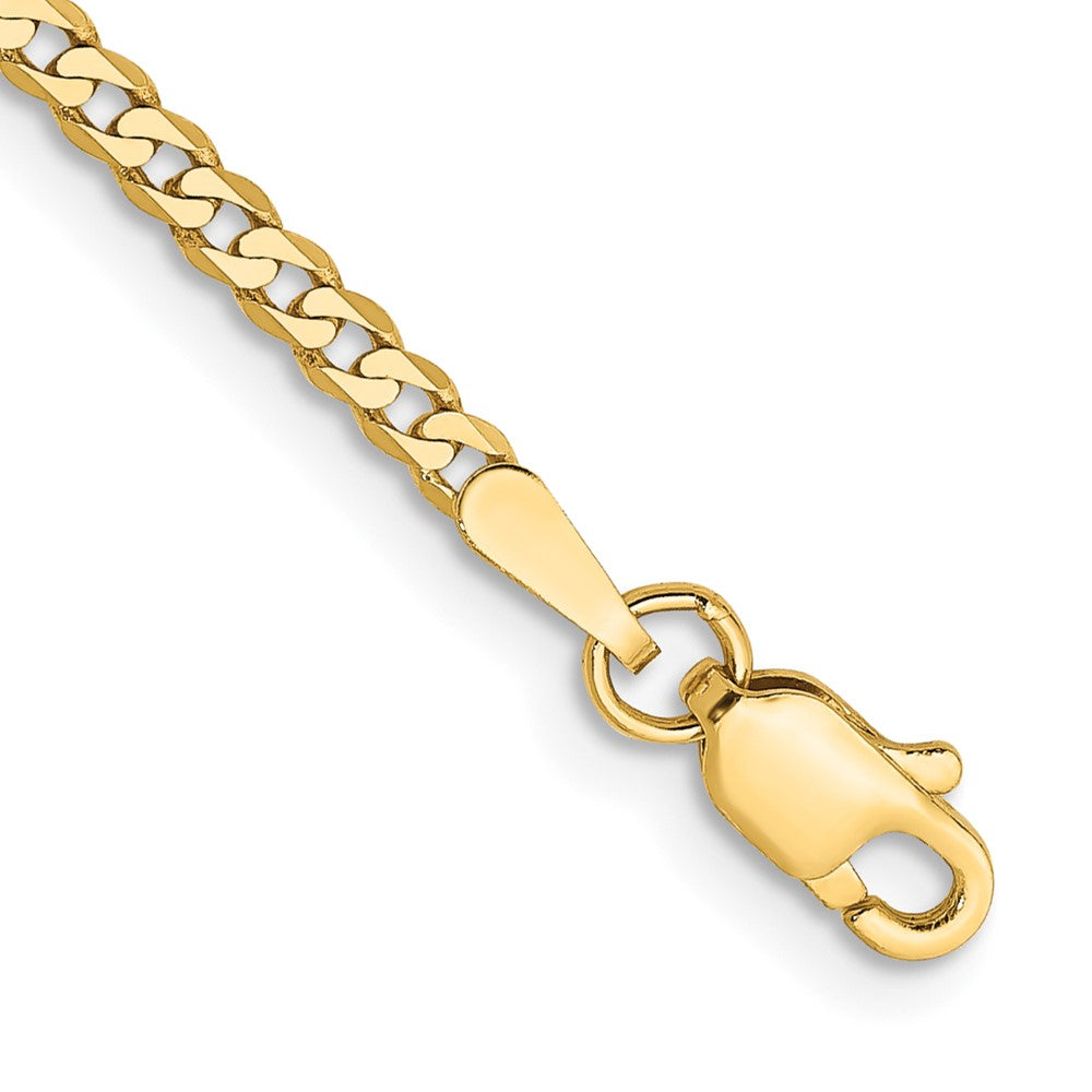 14K 2.2mm Flat Beveled Curb with Lobster Clasp Bracelet