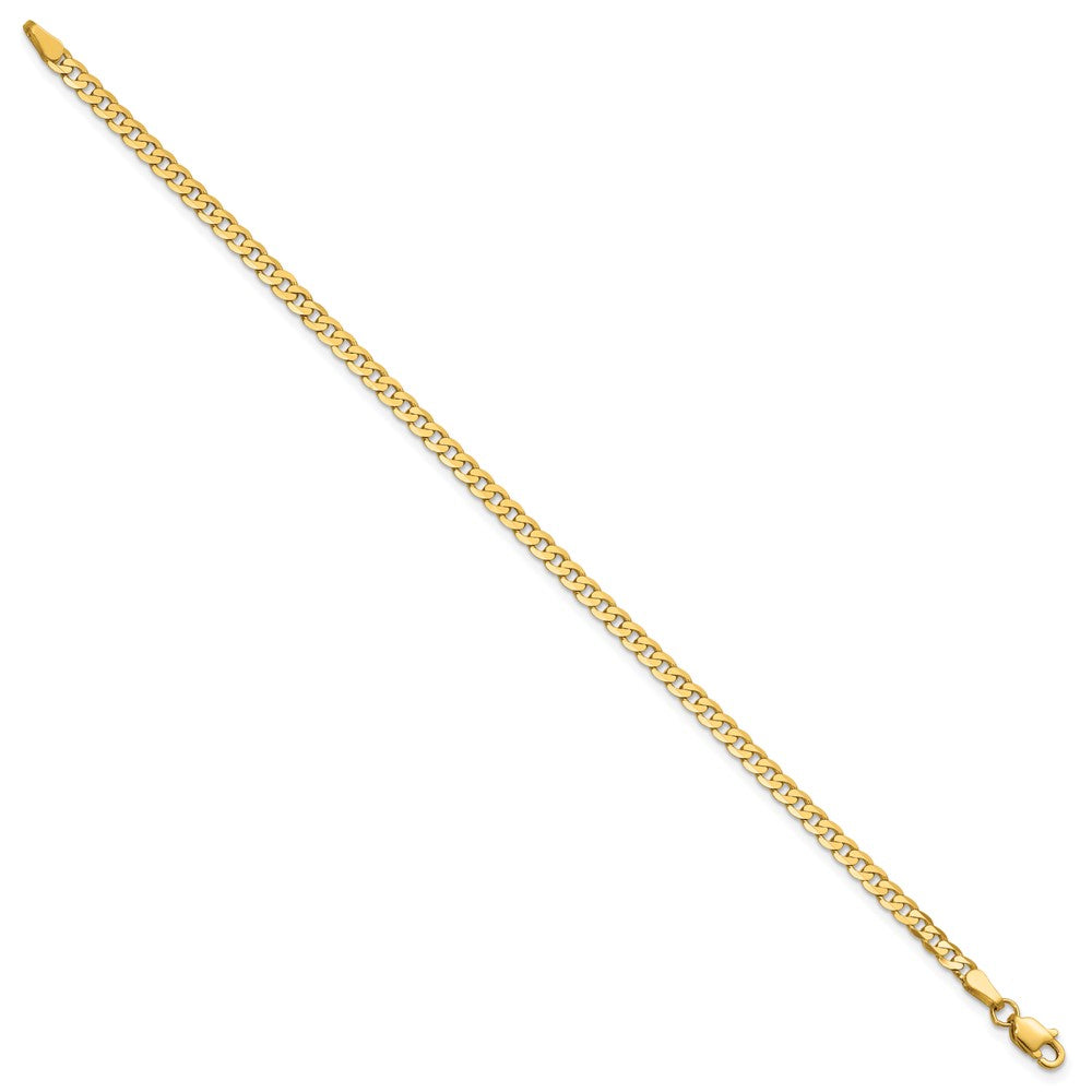 14K 2.9mm Flat Beveled Curb with Lobster Clasp Bracelet