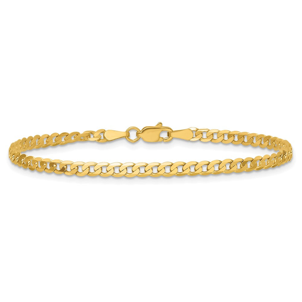 14K 2.9mm Flat Beveled Curb with Lobster Clasp Bracelet