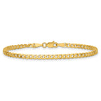14K 2.9mm Flat Beveled Curb with Lobster Clasp Bracelet
