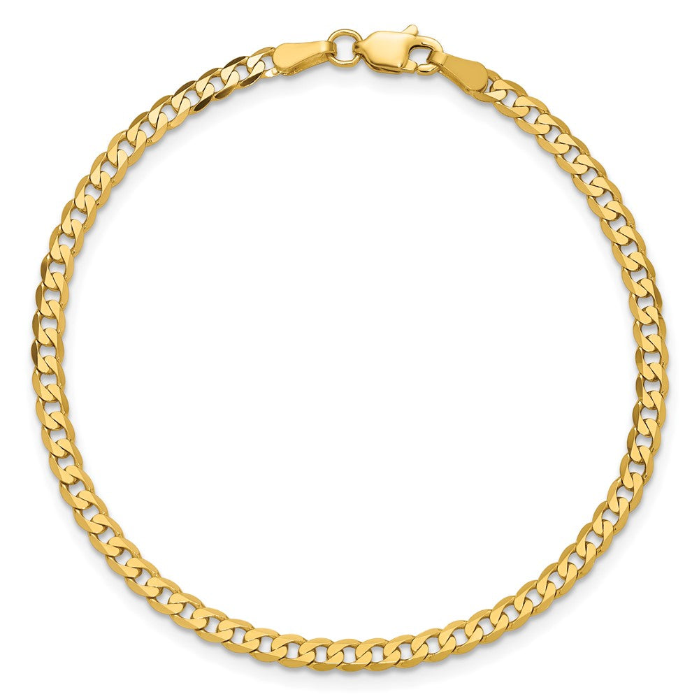 14K 2.9mm Flat Beveled Curb with Lobster Clasp Bracelet