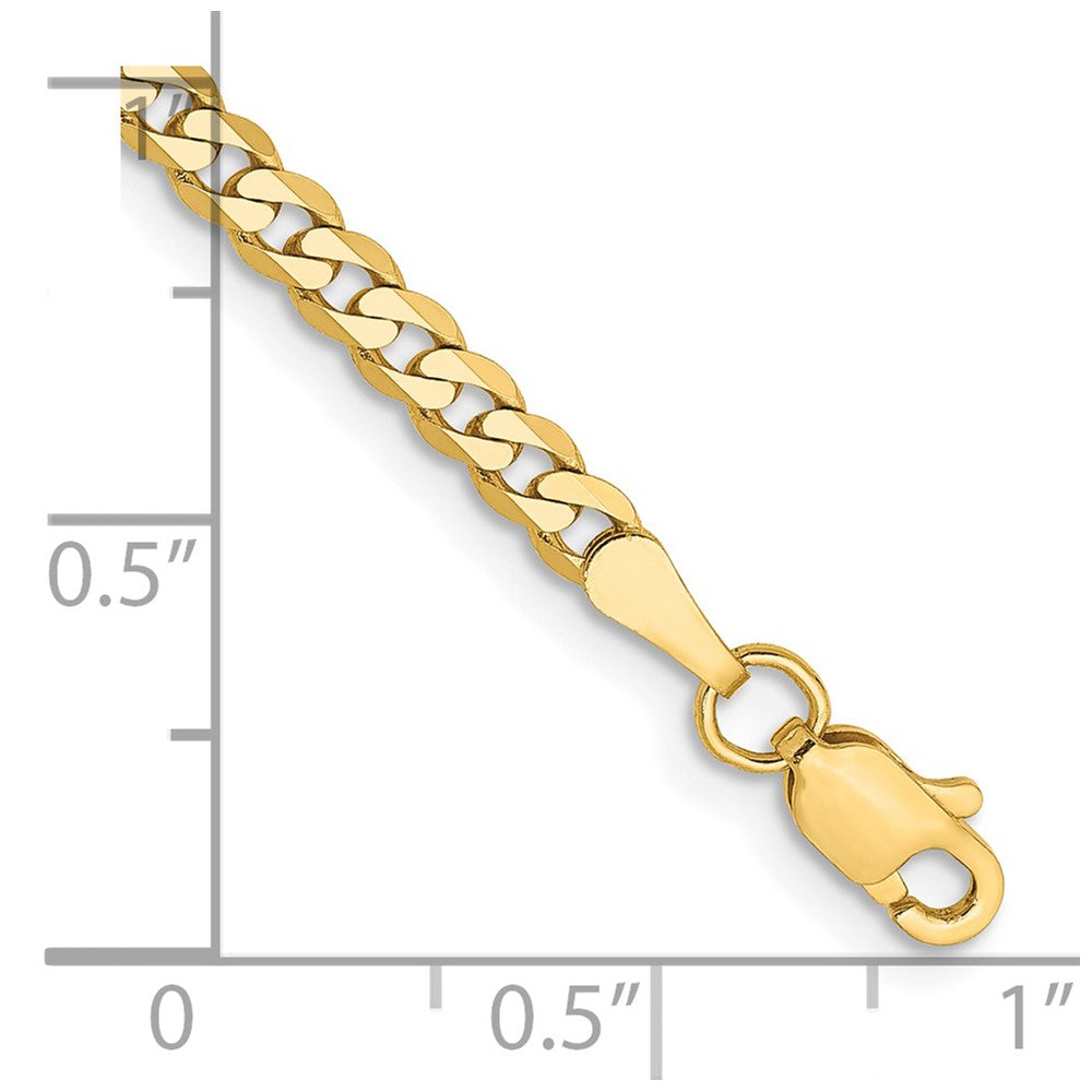14K 2.9mm Flat Beveled Curb with Lobster Clasp Bracelet