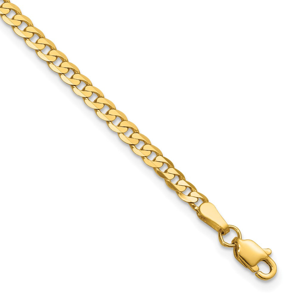 14K 2.9mm Flat Beveled Curb with Lobster Clasp Bracelet