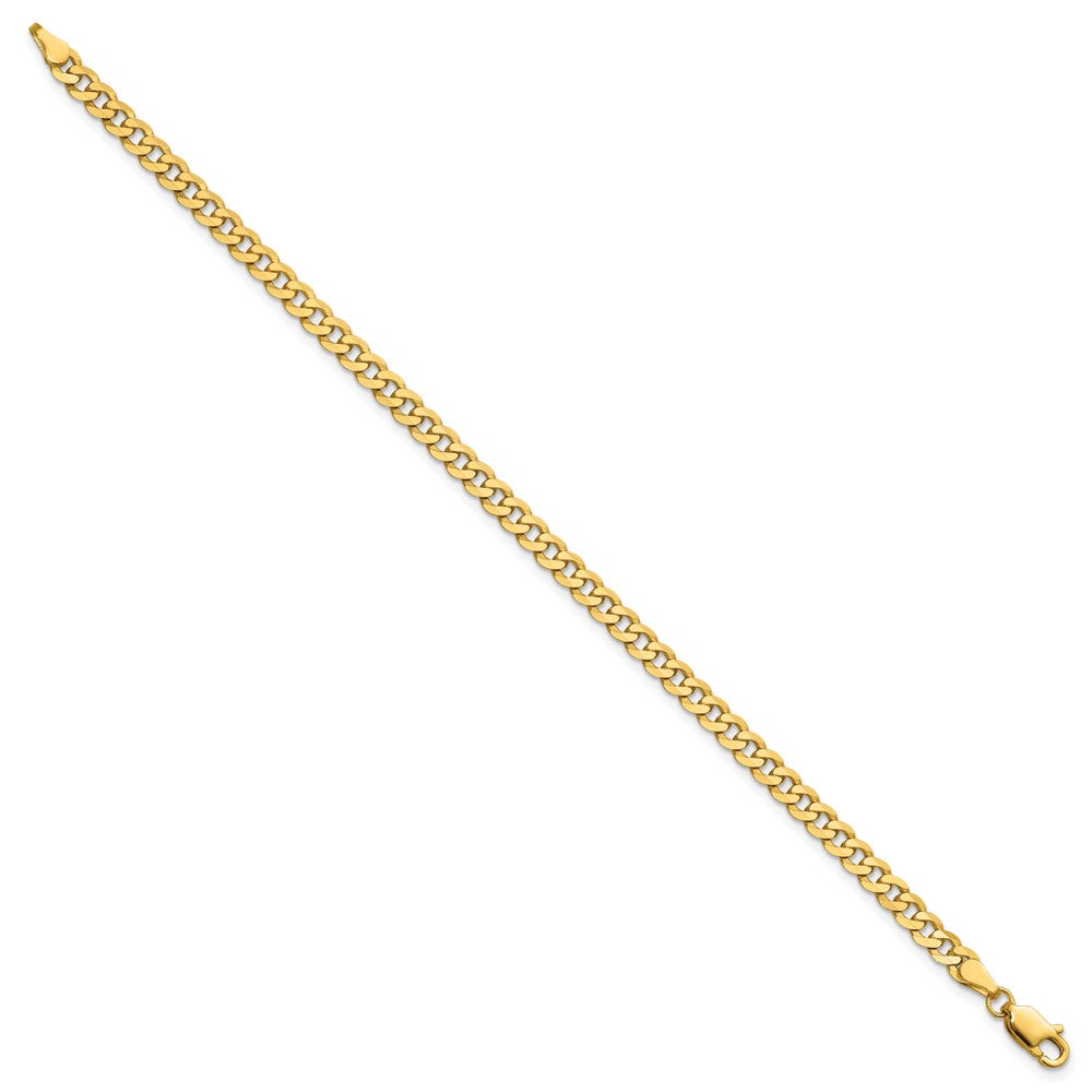14K 3.9mm Flat Beveled Curb with Lobster Clasp Bracelet