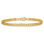 14K 3.9mm Flat Beveled Curb with Lobster Clasp Bracelet