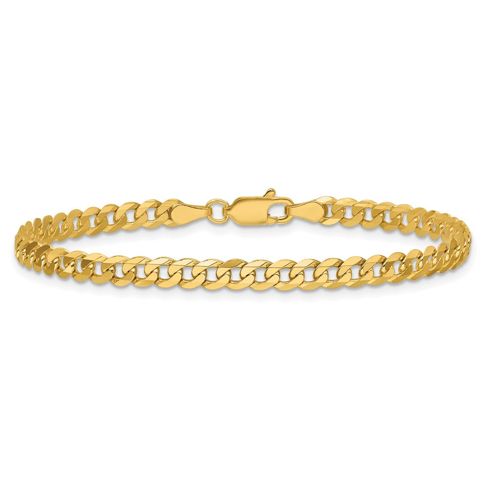 14K 3.9mm Flat Beveled Curb with Lobster Clasp Bracelet