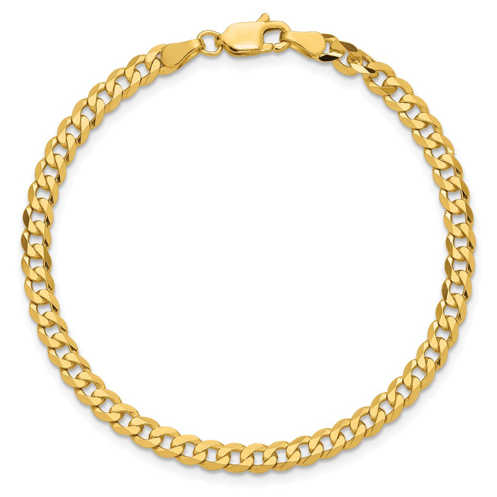 14K 3.9mm Flat Beveled Curb with Lobster Clasp Bracelet