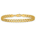 14K 5.75mm Flat Beveled Curb with Lobster Clasp Bracelet