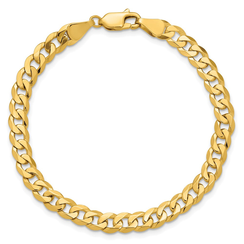 14K 5.75mm Flat Beveled Curb with Lobster Clasp Bracelet