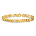 14K 6.25mm Flat Beveled Curb with Lobster Clasp Bracelet
