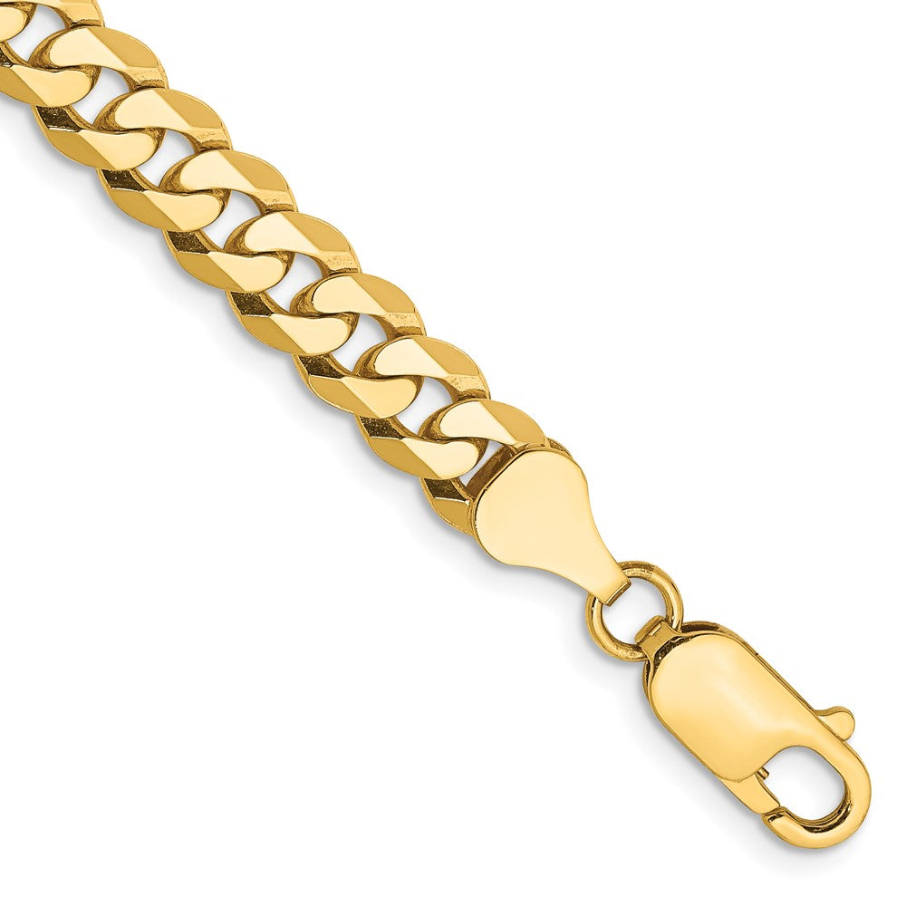 14K 6.25mm Flat Beveled Curb with Lobster Clasp Bracelet