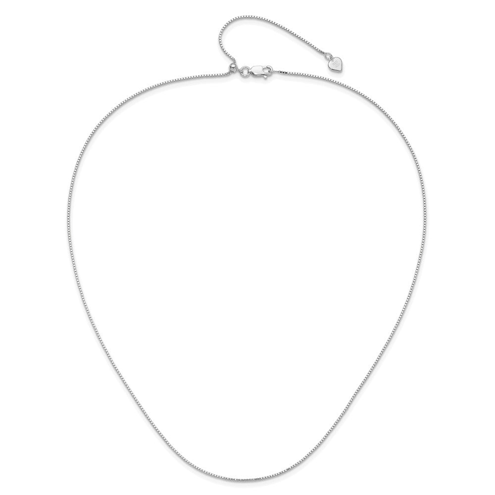 Sterling Silver Rhodium-plated Adjustable .95mm Box Chain