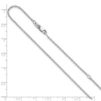 Sterling Silver RH-plated 1.2mm Cable w/ ext. Chain