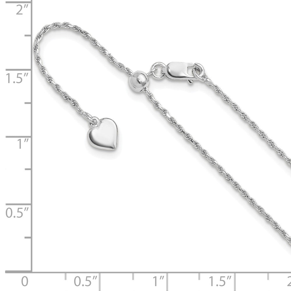 Sterling Silver RH-plated Adjustable 1.2mm D/C Rope Chain