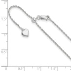 Sterling Silver RH-plated Adjustable 1.2mm D/C Rope Chain