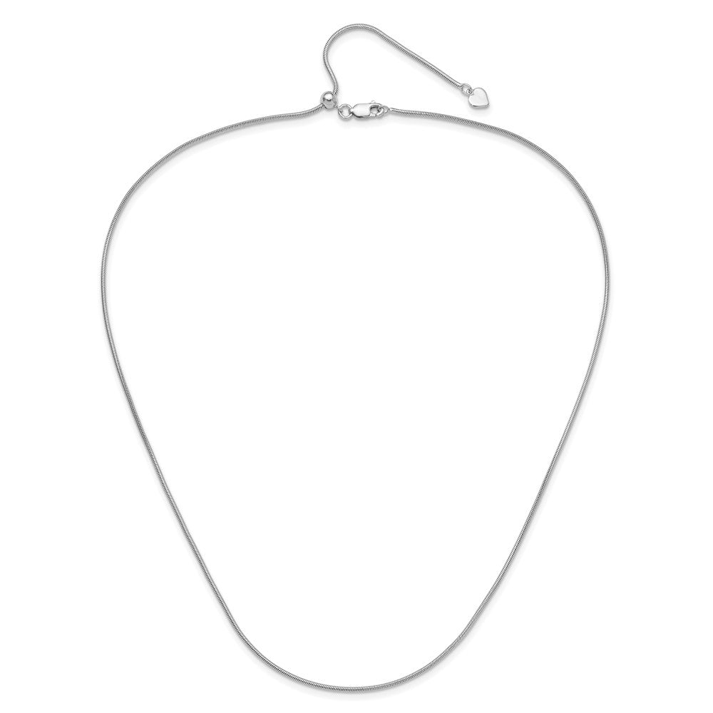 Sterling Silver RH-plated Adjustable 1.4mm Snake Chain