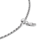 Sterling Silver RH-plated Adjustable 2mm D/C Rope Chain