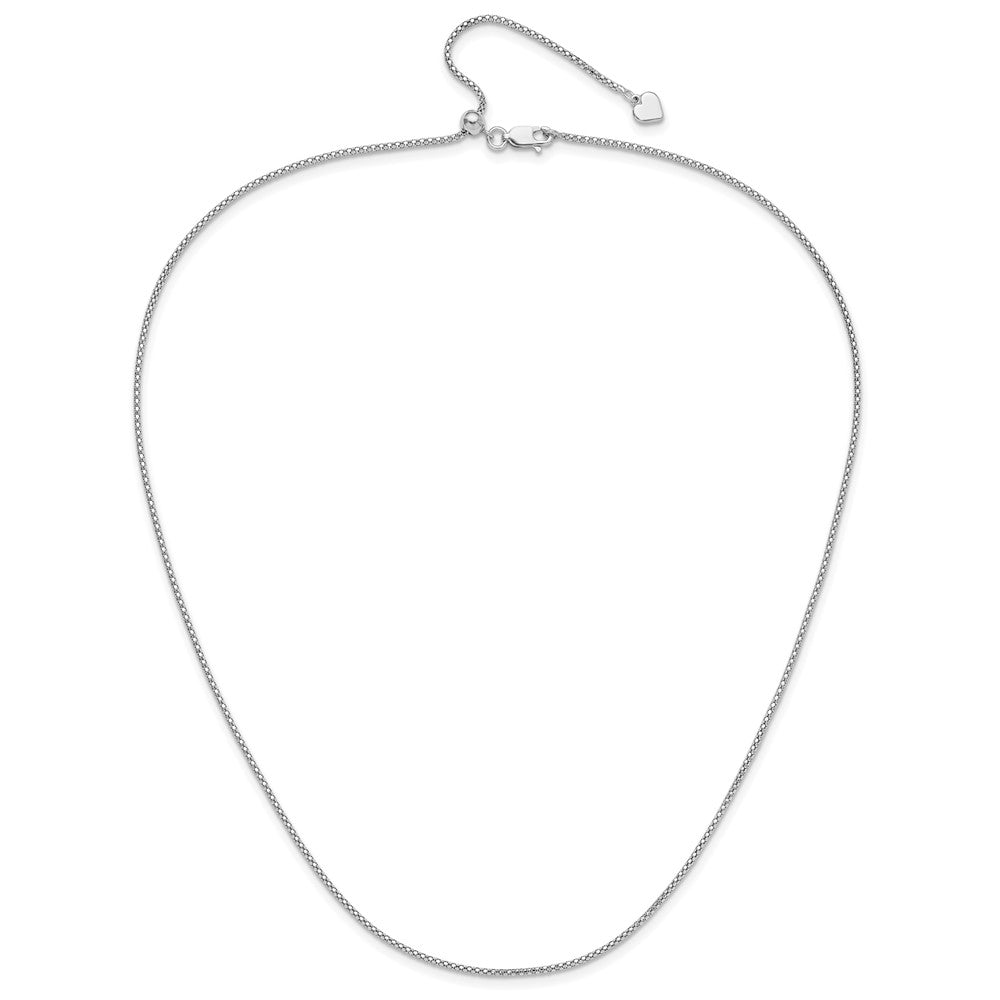 Sterling Silver RH-plated Adjustable 1.4mm Popcorn Chain