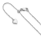 Sterling Silver RH-plated Adjustable .95mm Singapore Chain