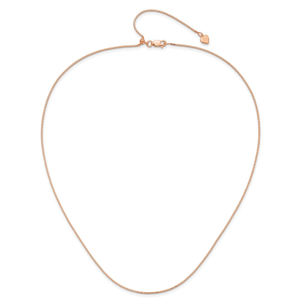 Sterling Silver Rose Gold-plated Adjustable .95mm Box Chain