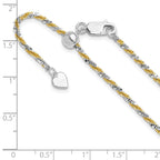 Sterling Silver w/Gold-tone Adjustable 2mm Cyclone Chain