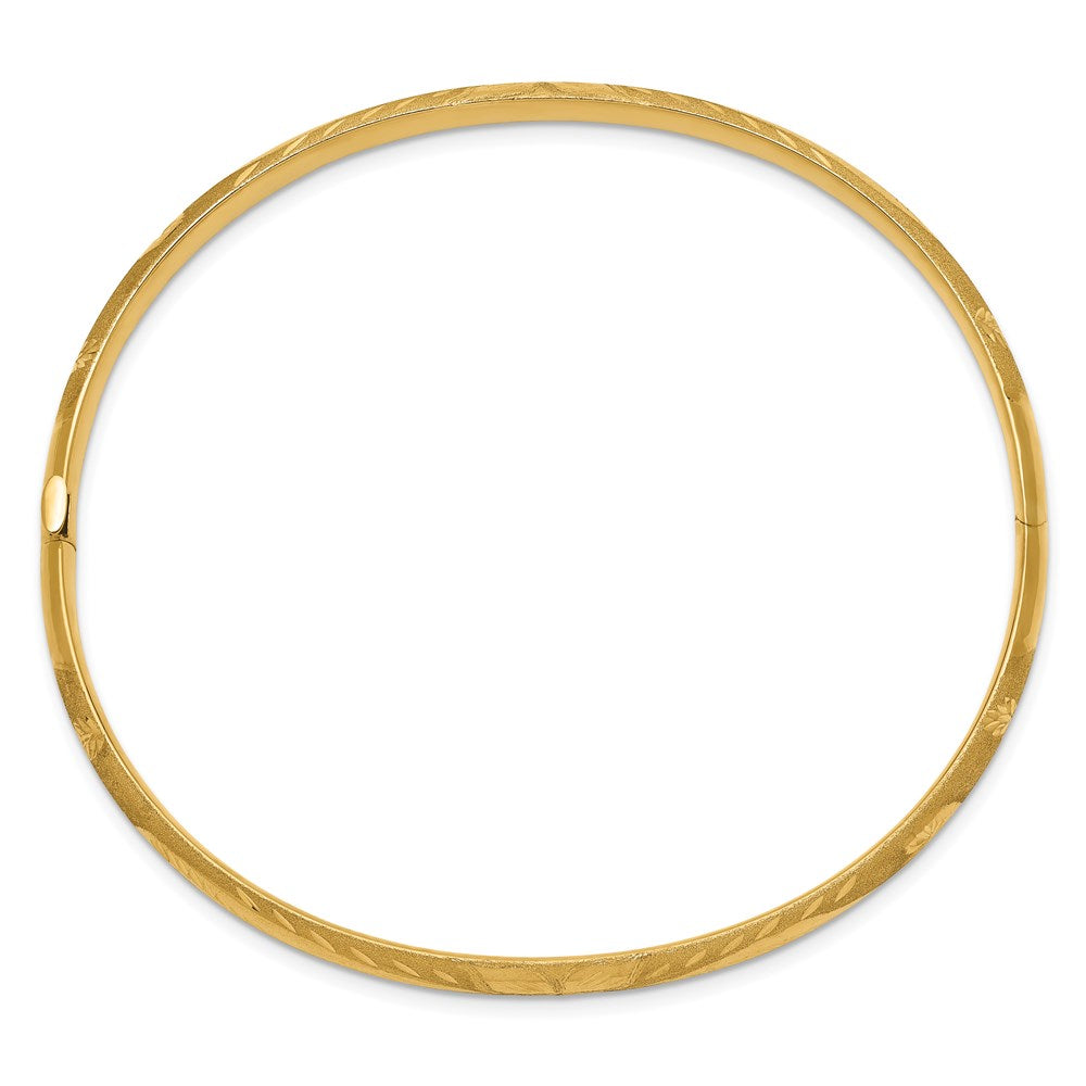 14k 3/16 Florentine Engraved 5.00mm Hinged Round Bangle Bracelet