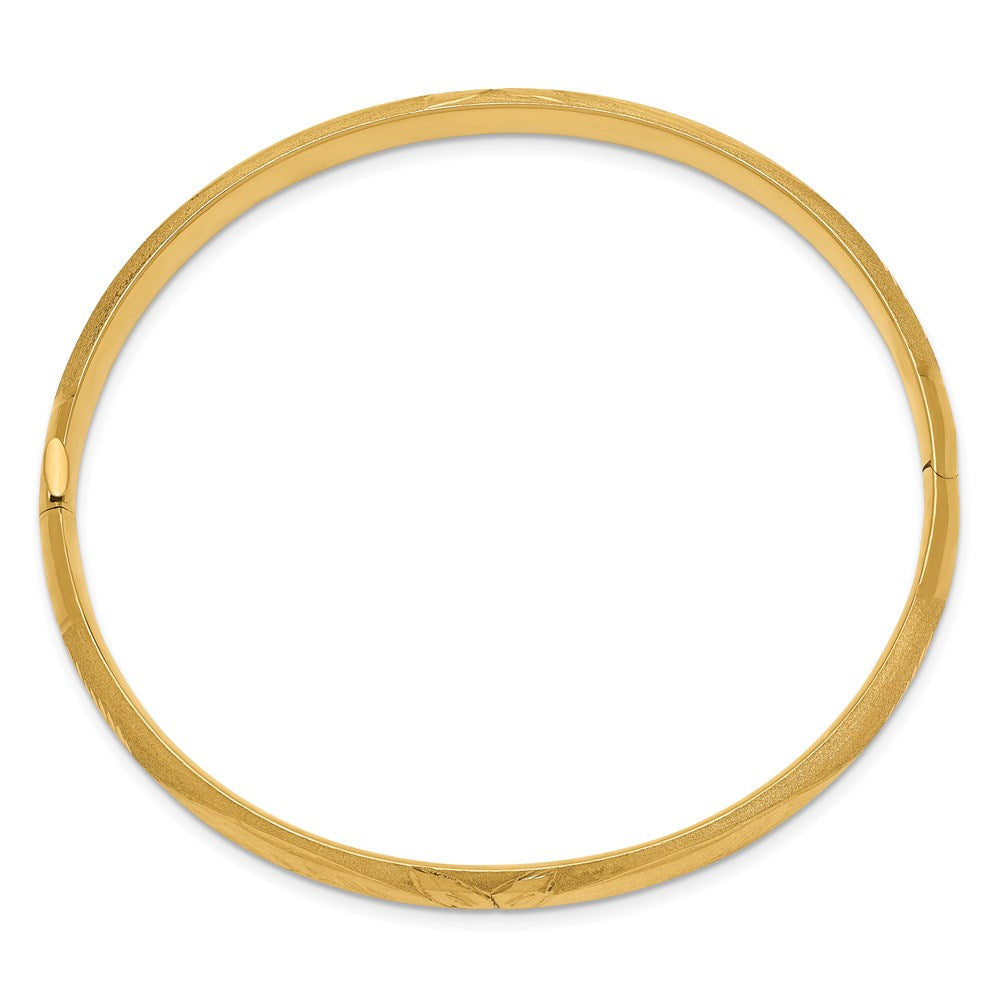14k 4/16 Florentine Engraved 6.00mm Hinged Round Bangle Bracelet