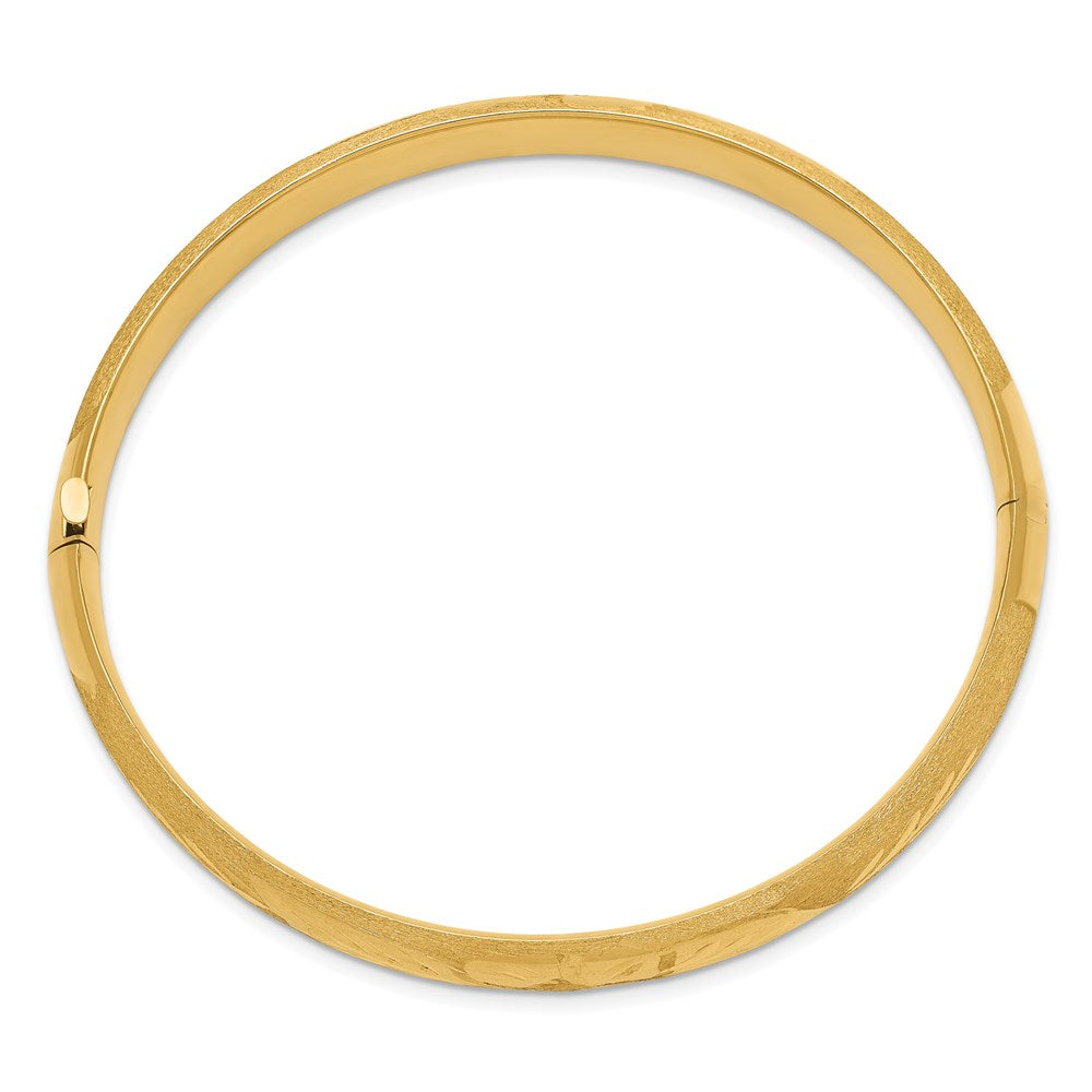 14k 5/16 Florentine Engraved 8.00mm Hinged Round Bangle Bracelet
