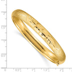 14k 5/16 Florentine Engraved 8.00mm Hinged Round Bangle Bracelet
