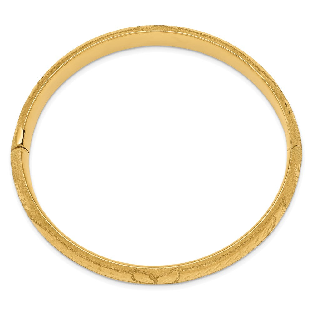 14k 7/16 Oversize Florentine Engraved 10.00mm Hinged Round Bangle Bracelet