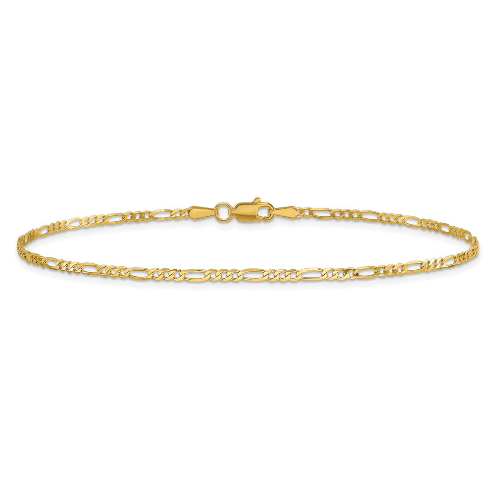 14K 1.8mm Flat Figaro with Lobster Clasp Bracelet