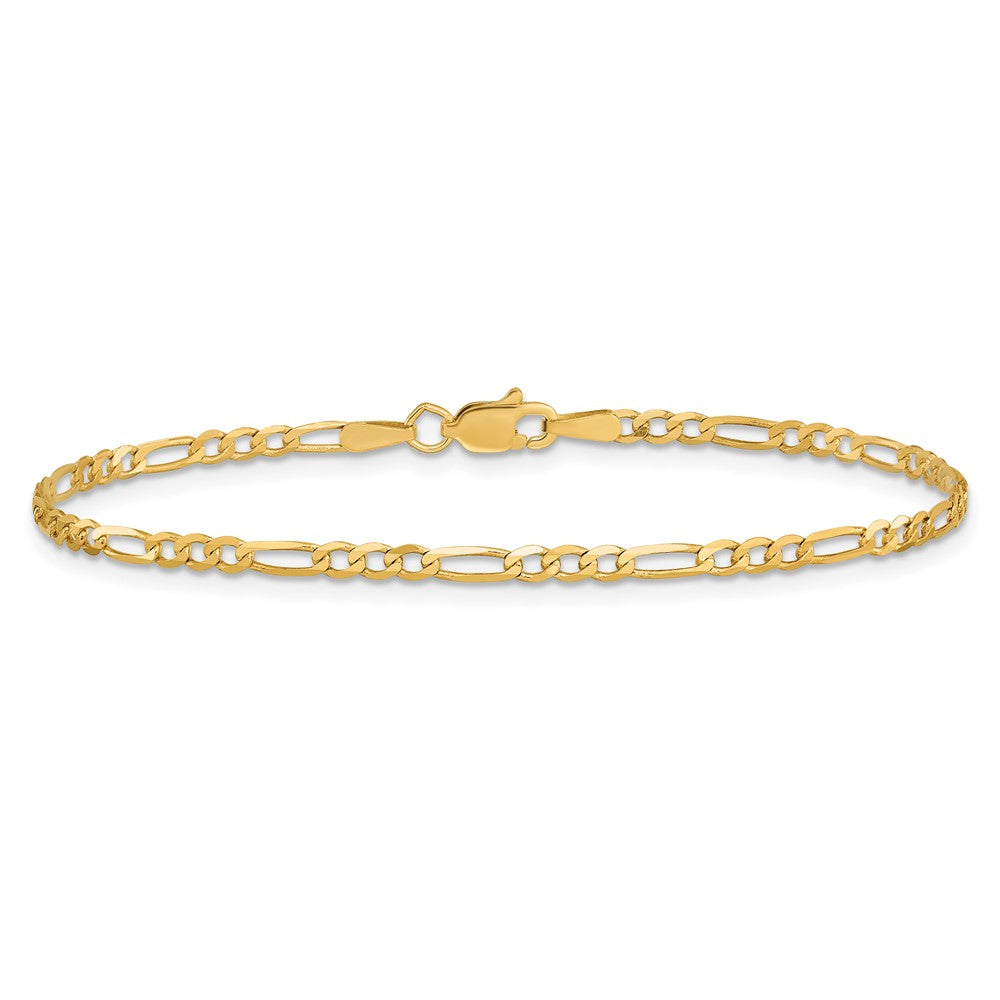 14K 2.25mm Flat Figaro with Lobster Clasp Bracelet